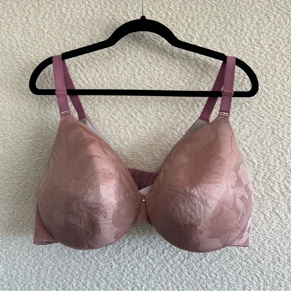 Cacique Lane Bryant Pink Lace Lightly Lined Full Coverage Lace Bra Size 44D